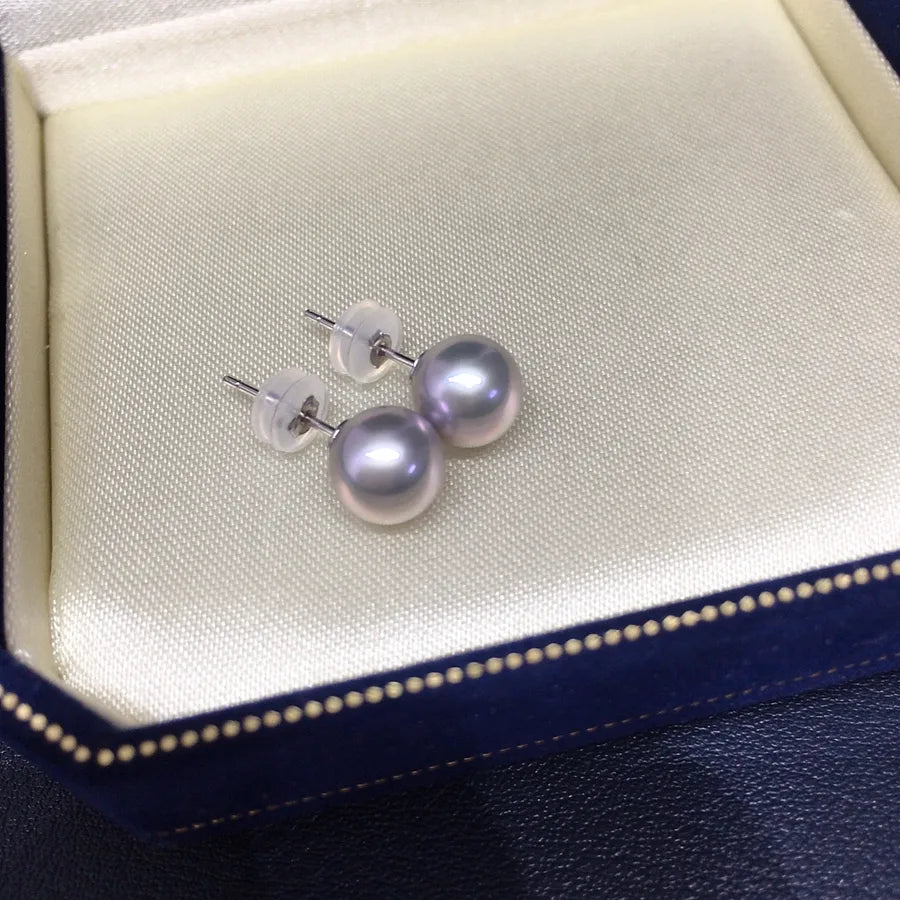 Zhuji Natural Freshwater AK Pearl Selection Advanced Sense Aurora Perfect Round Flawless Pearl Earrings S925 Sterling Silver Earrings