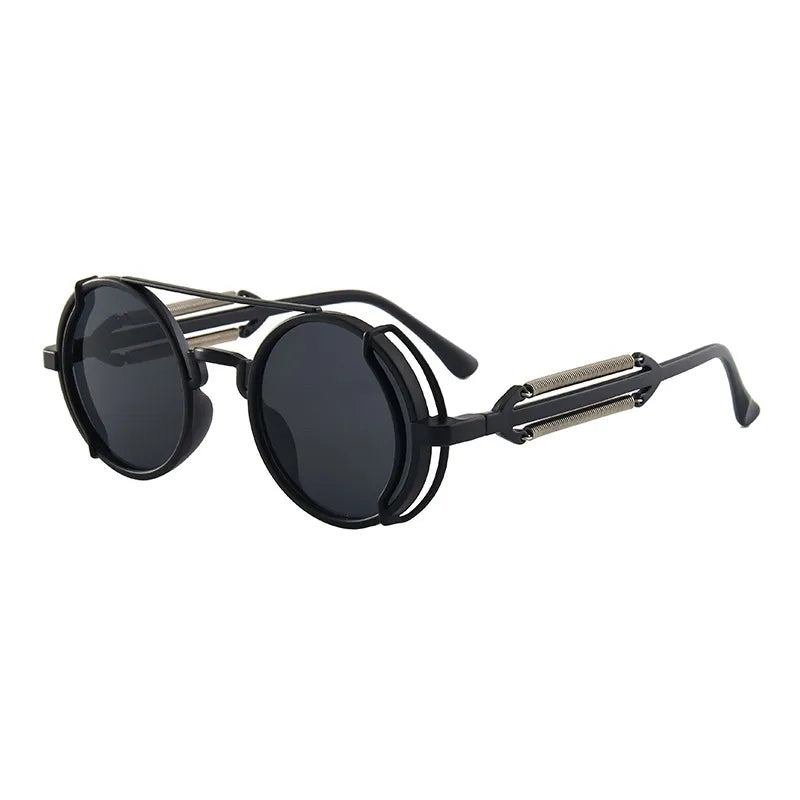 classic style solid color ac round frame full frame men's sunglasses