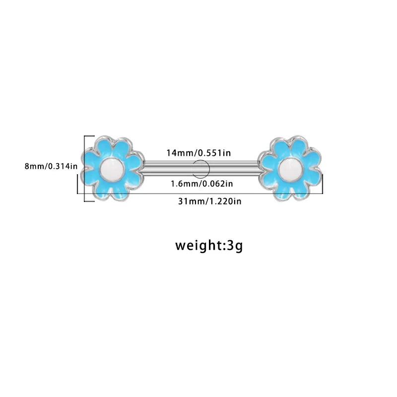 1 Piece Nipple Rings & Studs Hawaiian Sexy Tropical Heart Shape Floral Butterfly 316 Stainless Steel  Arylic Alloy Epoxy Plating Inlay Acrylic Rhinestones Zircon White Gold Plated nipple ring Nipple Rings & Studs