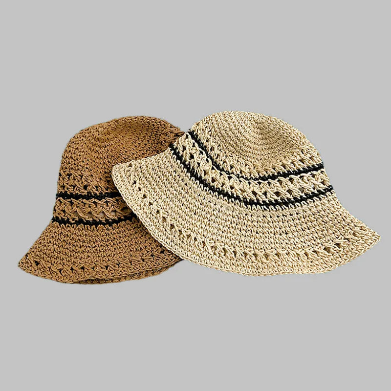 Women's Casual Style Vacation Solid Color Big Eaves Shearling Hat Straw Hat