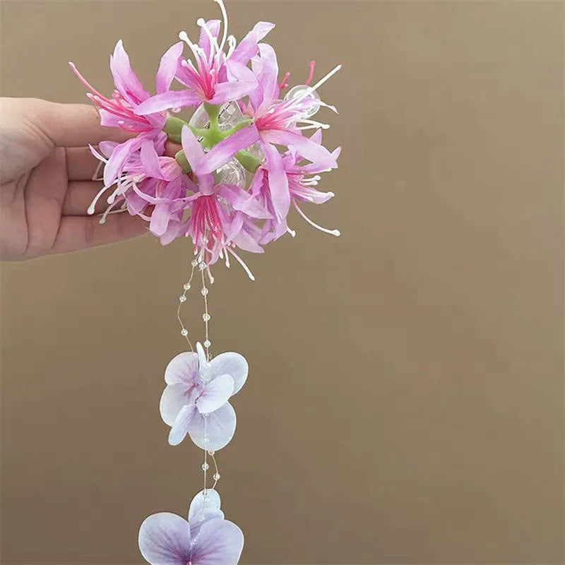 Super Fairy Artificial Flower Butterfly Flower Tassel Grip Female Sweet Style Unique and Exquisite Barrettes Ins All-Match Hair Accessories Fashion
