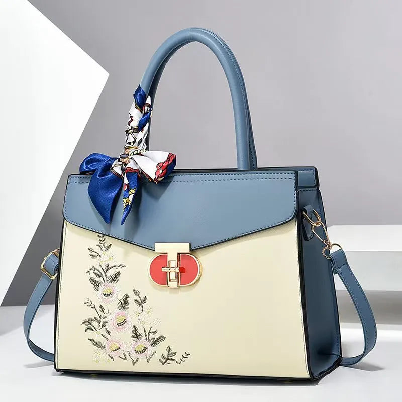 Women's Pu Leather Color Block Streetwear Square Zipper Shoulder Bag Handbag