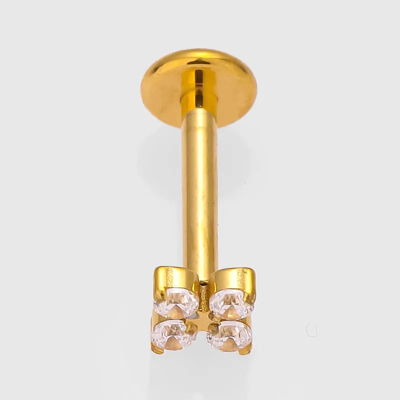 1 Piece Lip Rings Simple Style Commute Crown Butterfly Titanium Steel Inlay Zircon 18K Gold Plated Ear Cartilage Rings & Studs