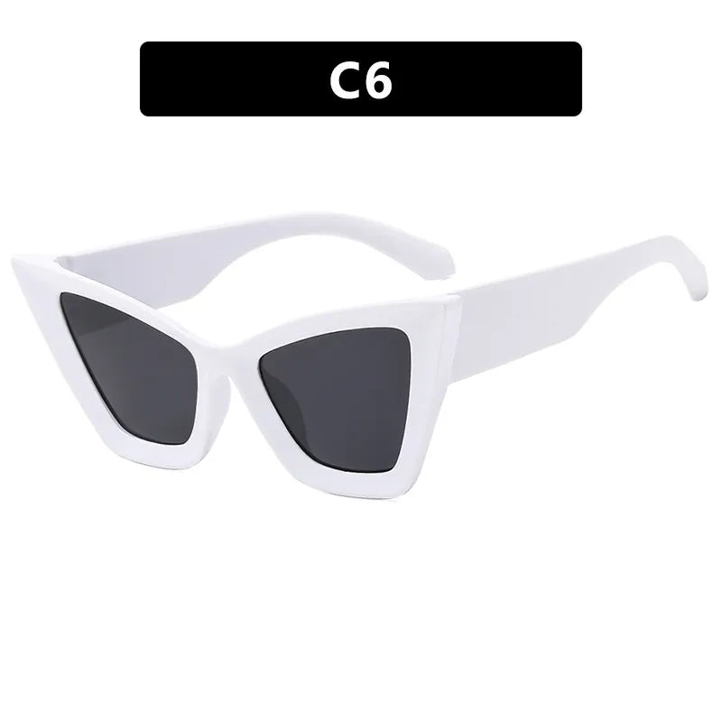 hip-hop exaggerated streetwear solid color ac cat eye full frame men's sunglasses