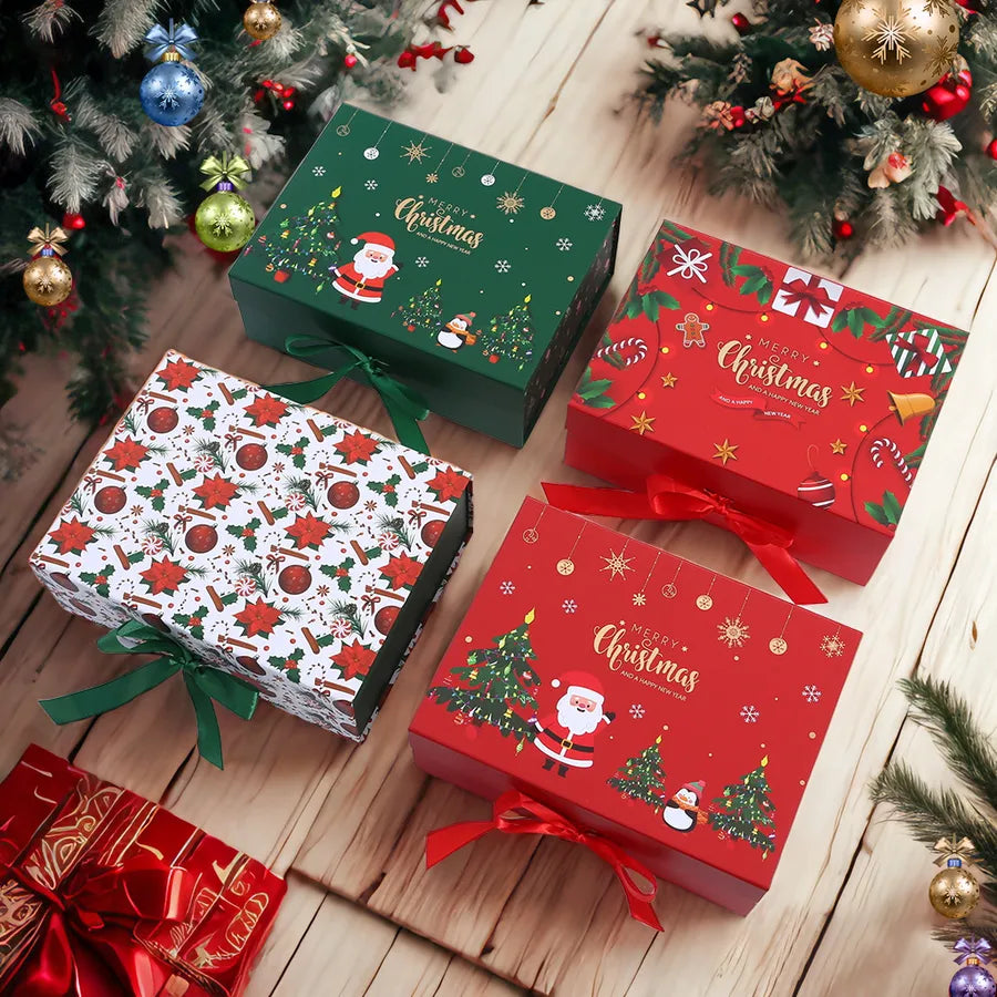 Christmas Gift Box Butterfly Knot Magnetic One-Piece Packaging Box Elegant Simple Style White Card Paper Christmas Gifts