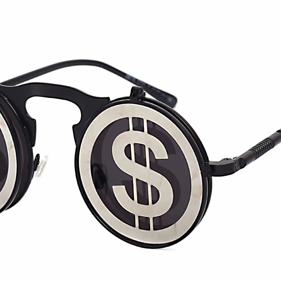 Punk Geometric Color Block Ac Round Frame Full Frame Men's Sunglasses