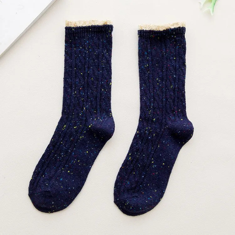 A Pair Japanese Style Women's Polka Dots Nylon Polyester Blending Crew Socks