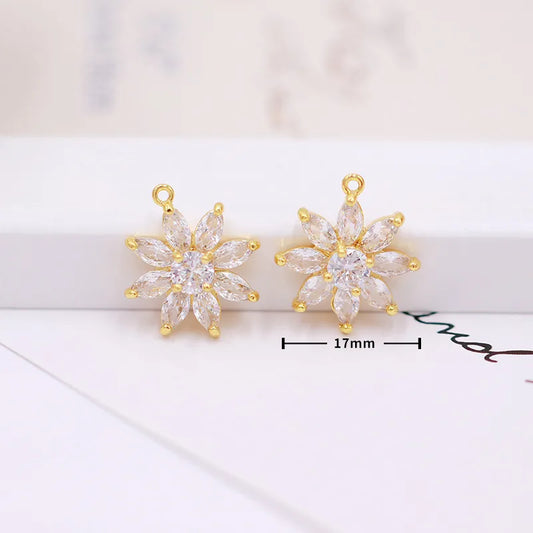 1 Piece Copper Zircon Flower Bow Knot Pendant