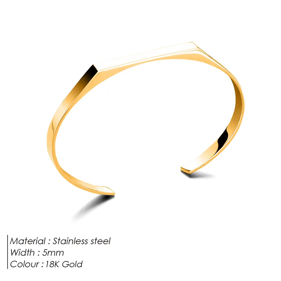 Simple Style Streetwear Commute Solid Color 304 Stainless Steel 18K Gold Plated White Gold Plated Men's Bangle