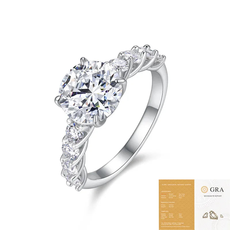 Moissanite 925 Sterling Silver Rings GRA Certificate Geometric Rings