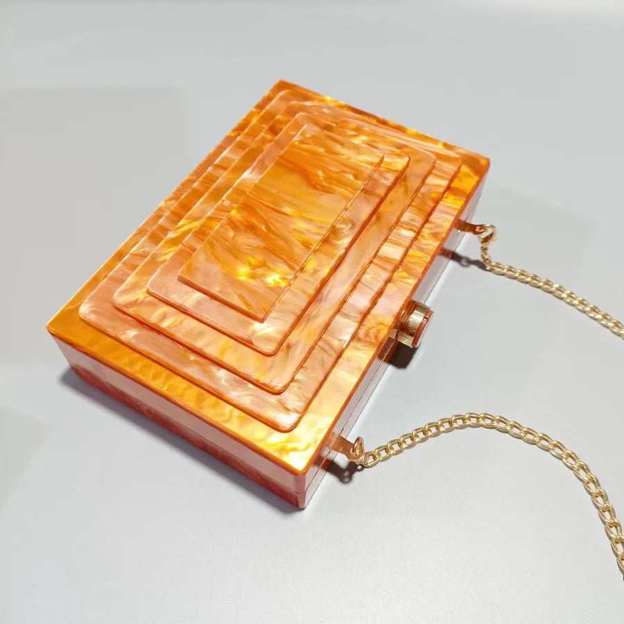 Summer  Direct Sales Dinner Bag Retro  Splicing Package Trendy Acrylic Shoulder Chain Bag for Women