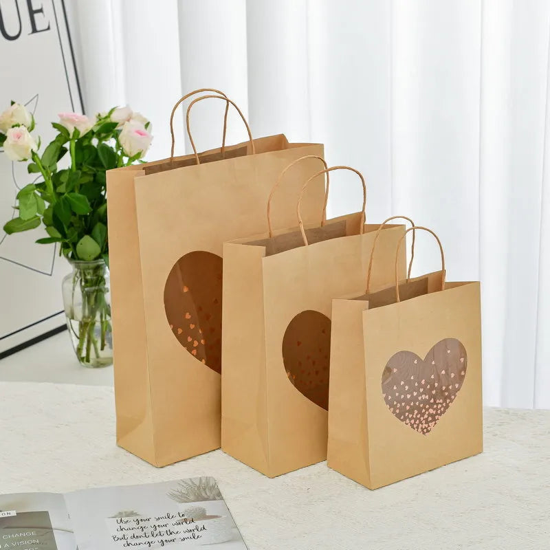 Creative Kraft Paper Gift Bag Handbag Window Shopping Birthday Simple Packaging Gift Bag