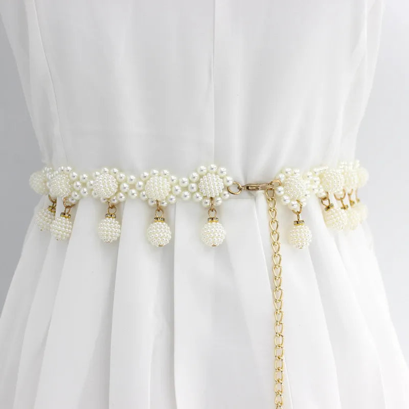 lady imitation pearl alloy beaded plating women's corset belts 1 piece