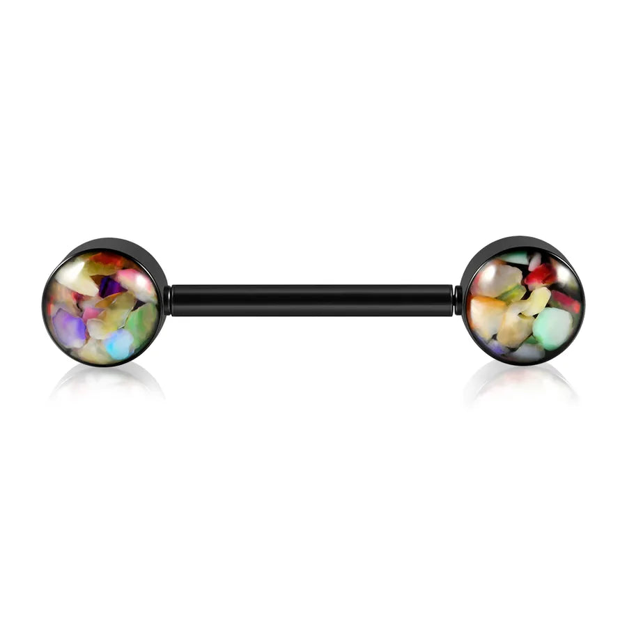 1 Piece Nipple Rings & Studs Sexy Double Head 304 Stainless Steel Opal Plating Opal 18K Gold Plated