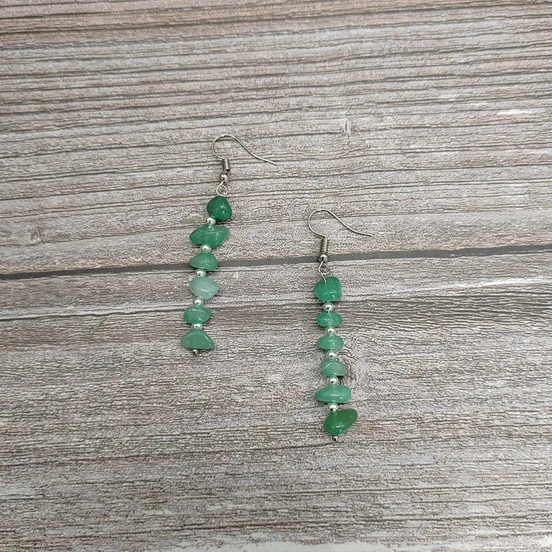 1 pair ethnic style geometric natural stone drop earrings