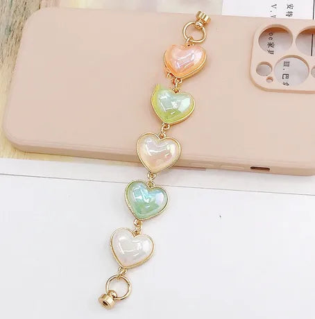 Cute Heart Shape Arylic Plating Mobile Phone Chain