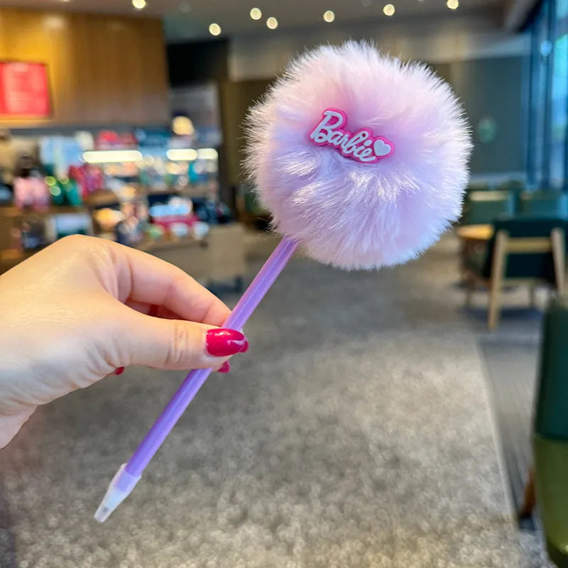 Creative Sweet Girl Heart Hair Ball Ballpoint Pen New Style Ins Dopamine Color Letter  Ins Gift Signature Pen