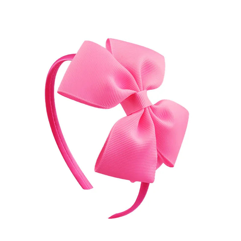 Popular  Kidsren's Pure Color Ribbed Rainbow Bow Head Buckle Small Fresh Versatile Girl Headband Hot Sale