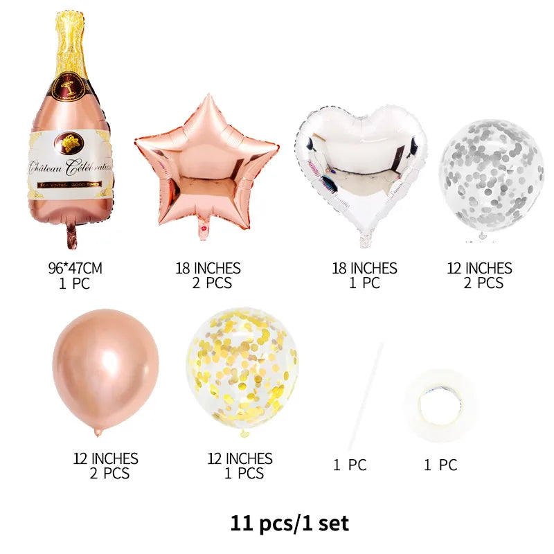 princess star heart shape wine bottle aluminum film party balloons