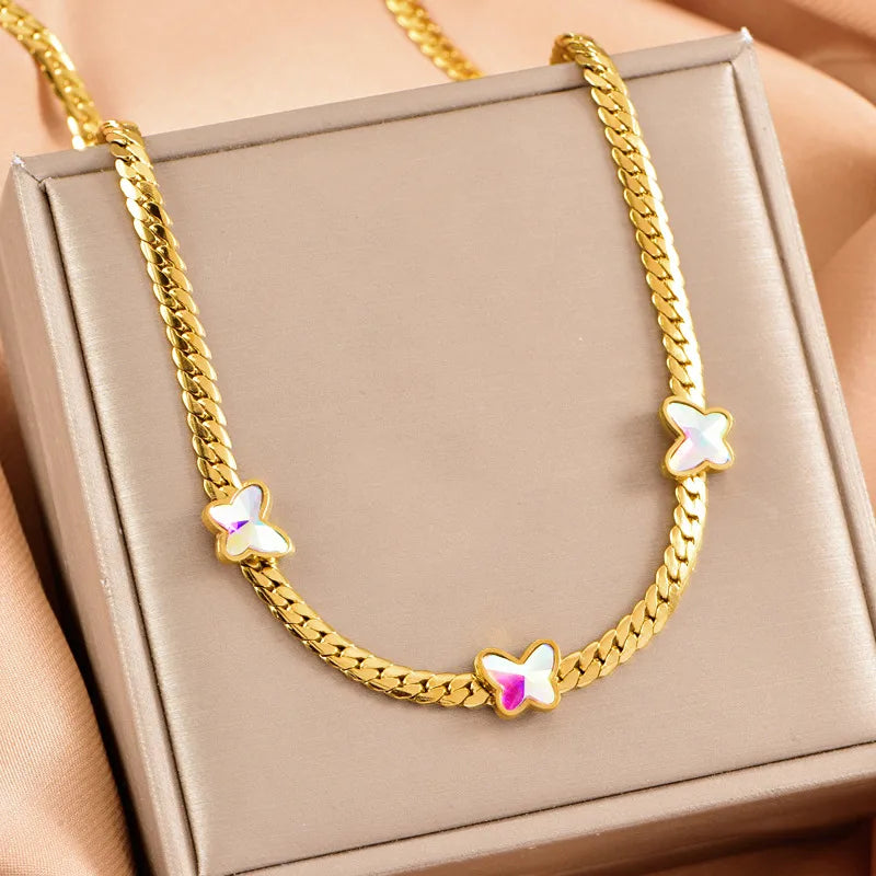 Wholesale Jewelry Vacation Classic Style Heart Shape Flower 304 Stainless Steel Plating Necklace