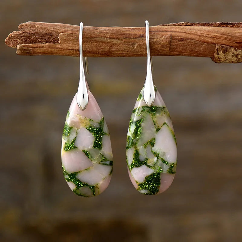 1 pair retro water droplets emperor stone drop earrings