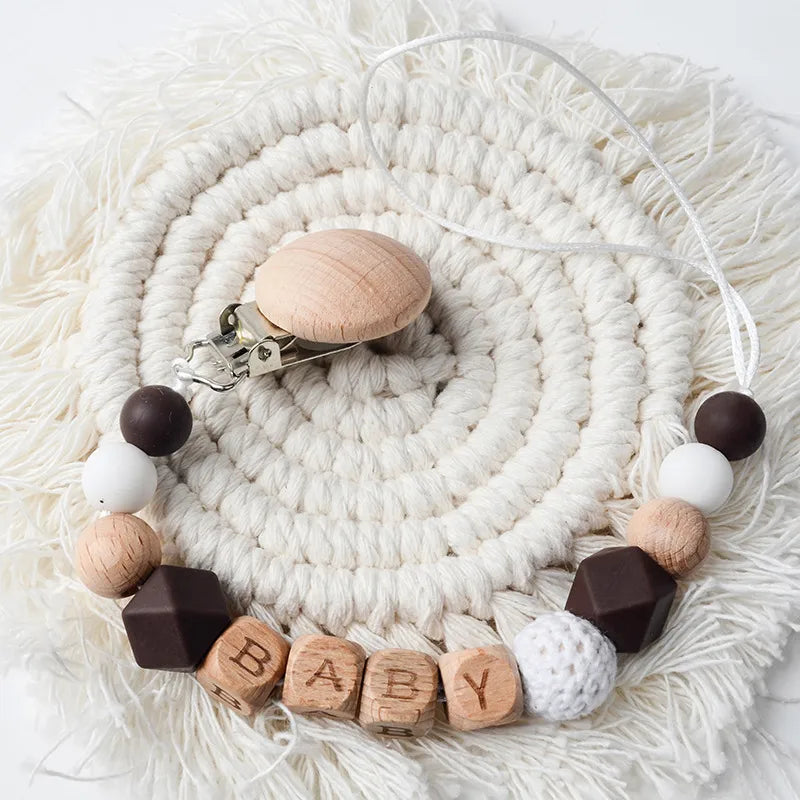 simple style letter beech silicone baby accessories