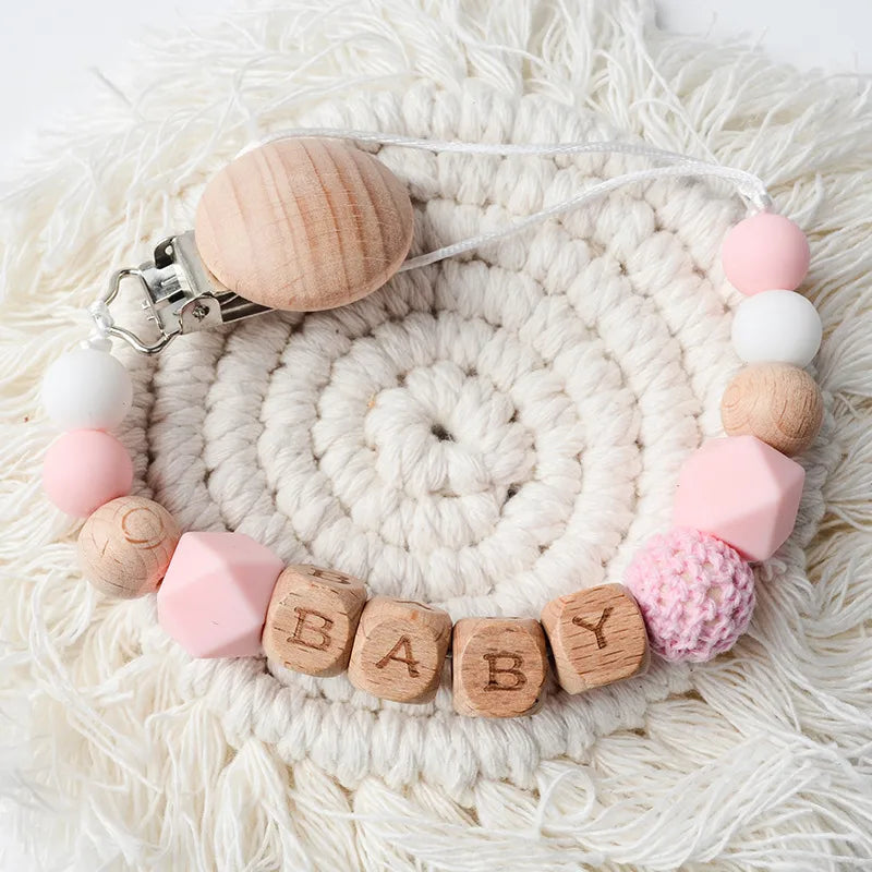 simple style letter beech silicone baby accessories
