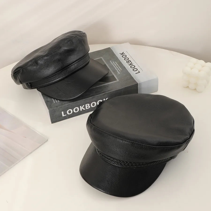Women's Simple Style Korean Style Solid Color Belt Buckle Curved Eaves Newsboy Cap