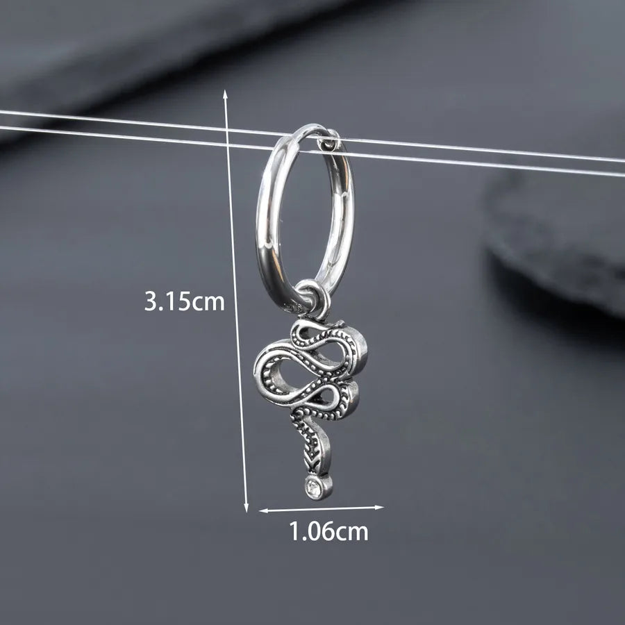 1 Piece Hip-Hop Punk Snake Skull 316 Stainless Steel  Drop Earrings
