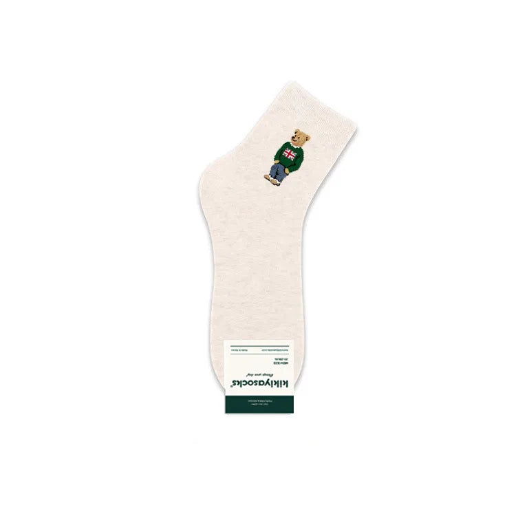 0 spring new men's short waist cotton socks cute cartoon bear short tube Korean socks kiki spring and summer casual