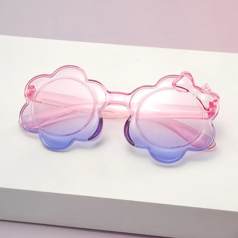 One-Piece Colorful Kidsren's Sunglasses Round Frame Kidsren's Bow Glasses Sun Protection Baby Sunflower Sunglasses