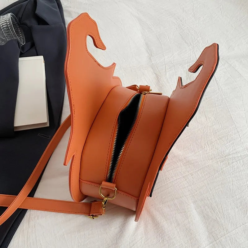 Halloween Pumpkin Women's Crossbody Bag Shoulder Bag Personality Single Strap Handbag Polyester Inner Material PU Leather