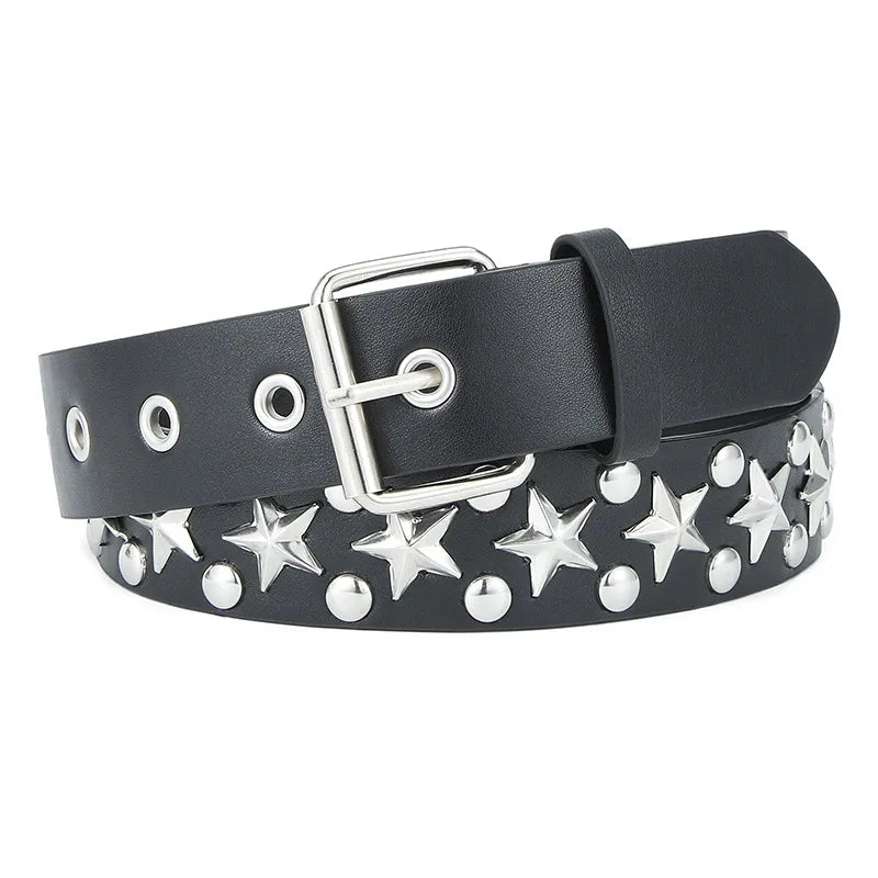 IG Style Punk Star Pu Leather Iron  Women's Leather Belts