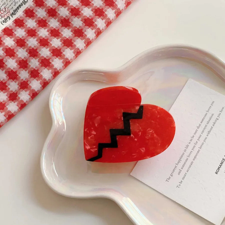 Vacation Classic Style Women's Heart Shape Acetic acid sheets Hair Claws