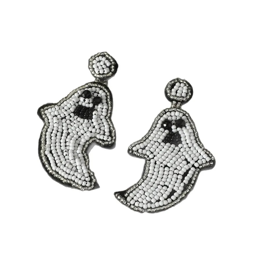 New Halloween Pumpkin Ear Cuff Quirky Individualistic Rice Bead Dangle Earrings Exaggerated Design Sense Fashion Jewelry