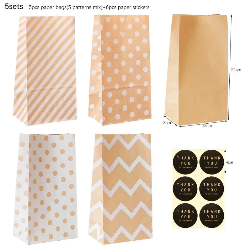 Simple Style Stripe Polka Dots Kraft Paper Daily Party Supplies Gift Wrapping Supplies 1 Set