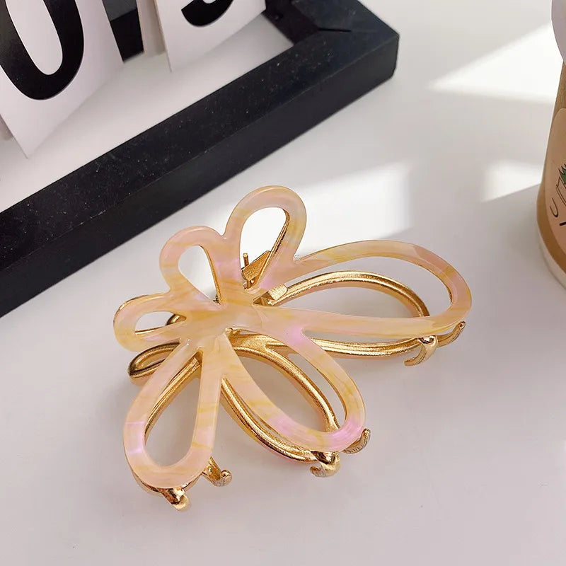 Women's Simple Style Butterfly Acetic acid sheets Hollow Out Hair Claws