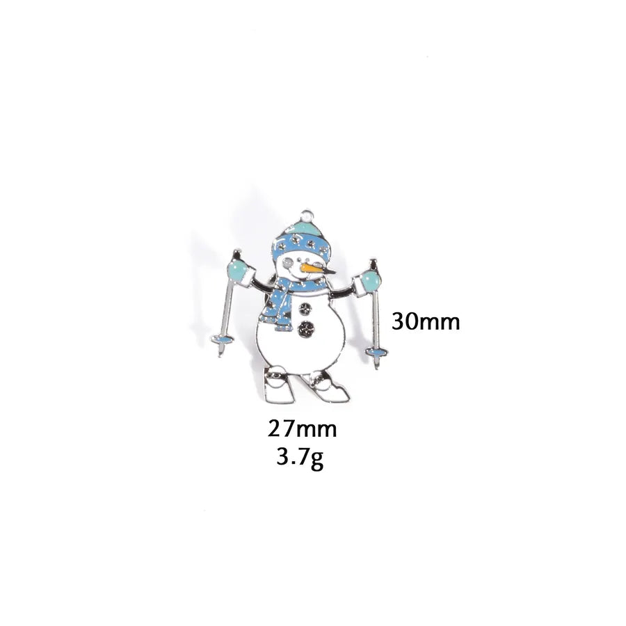 Christmas Snowman Series Metal Lapel Pin Winter Sweater Collar Pin Geometric Pattern British Vintage Style Unisex Lapel Brooch