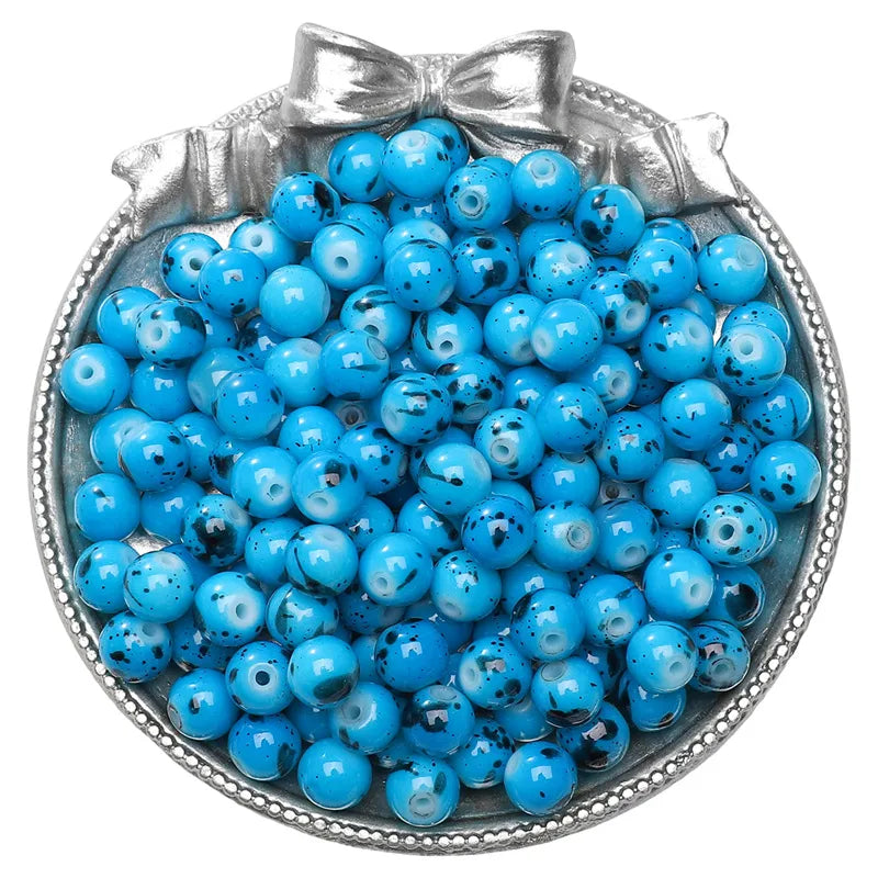 8mm Glass Gradient Porcelain Beads Round Beads Loose Beads DIY Handmade Beaded Bracelet Jewelry Accessories Material Kit Wholesale