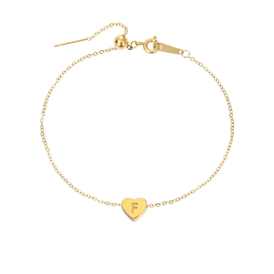 Wholesale Jewelry Beach Simple Style Commute Letter Heart Shape 304 Stainless Steel 14K Gold Plated Anklet