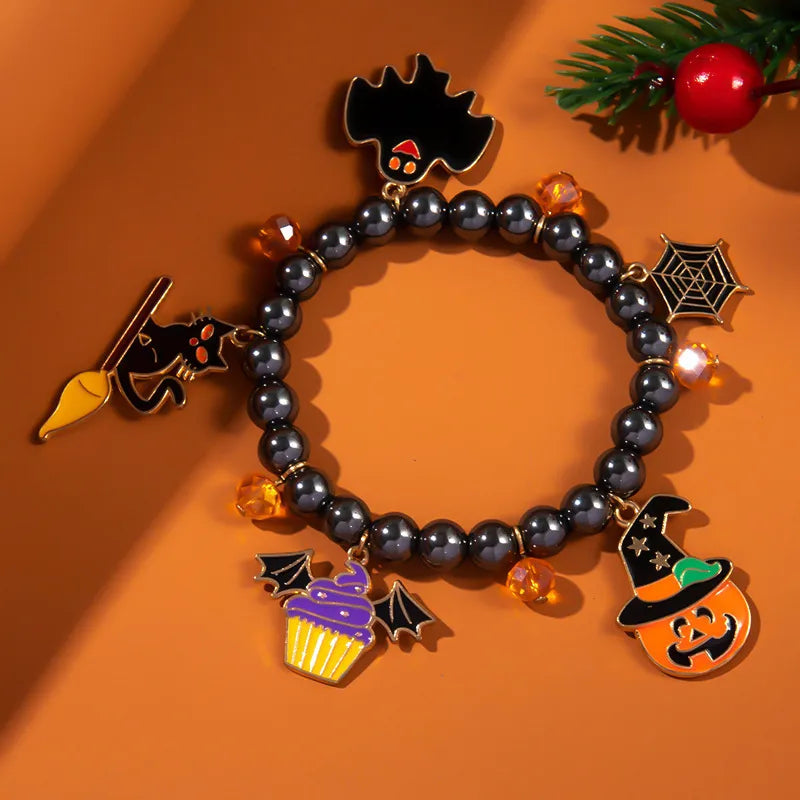 Ghost Bat Halloween Bracelets Women's Fashion Seed Bead Bracelet Set Women's Bracelets Glass Material Pumpkin Skull Design