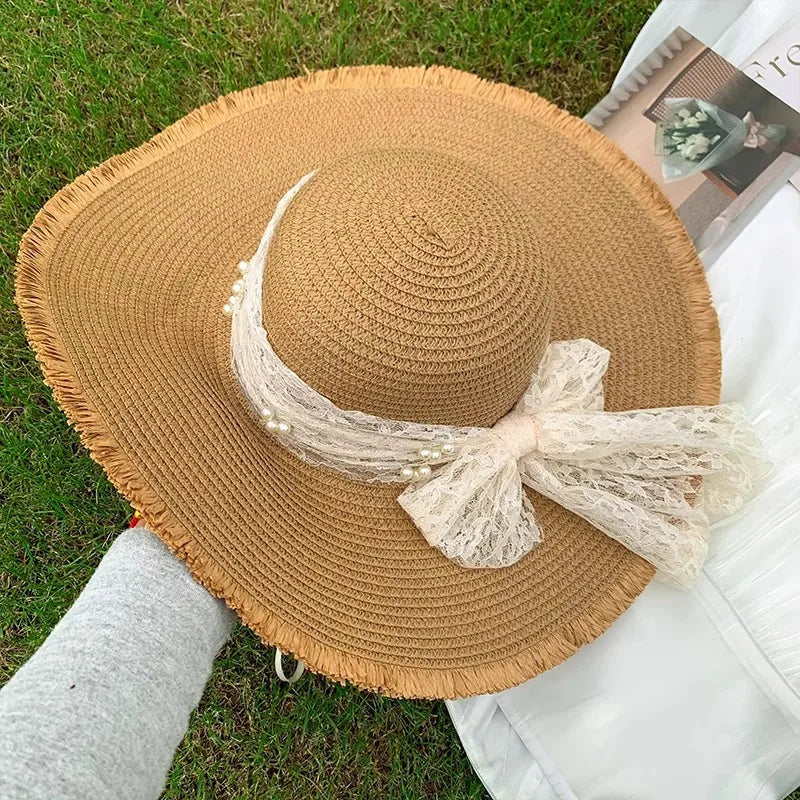Women's Cute Sweet Solid Color Big Eaves Straw Hat