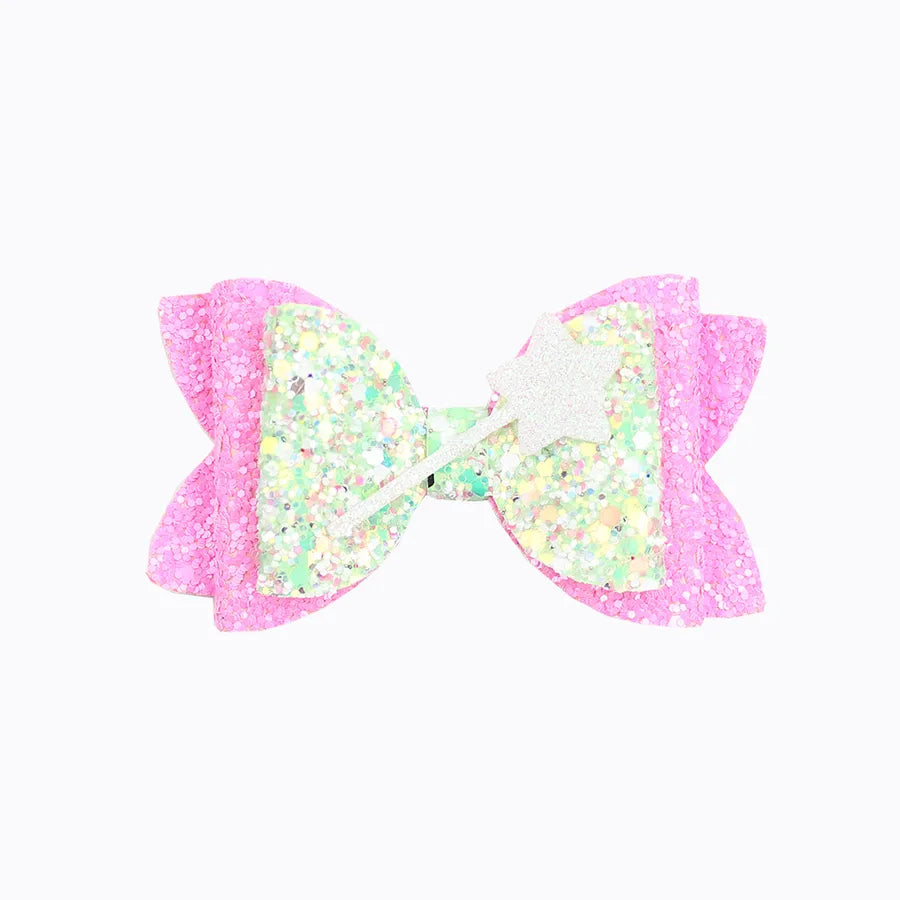 Magic Wicked Witch Hair Accessories Hairpin Pink Green Bow Children Girl Cute Hairpin  Explosions