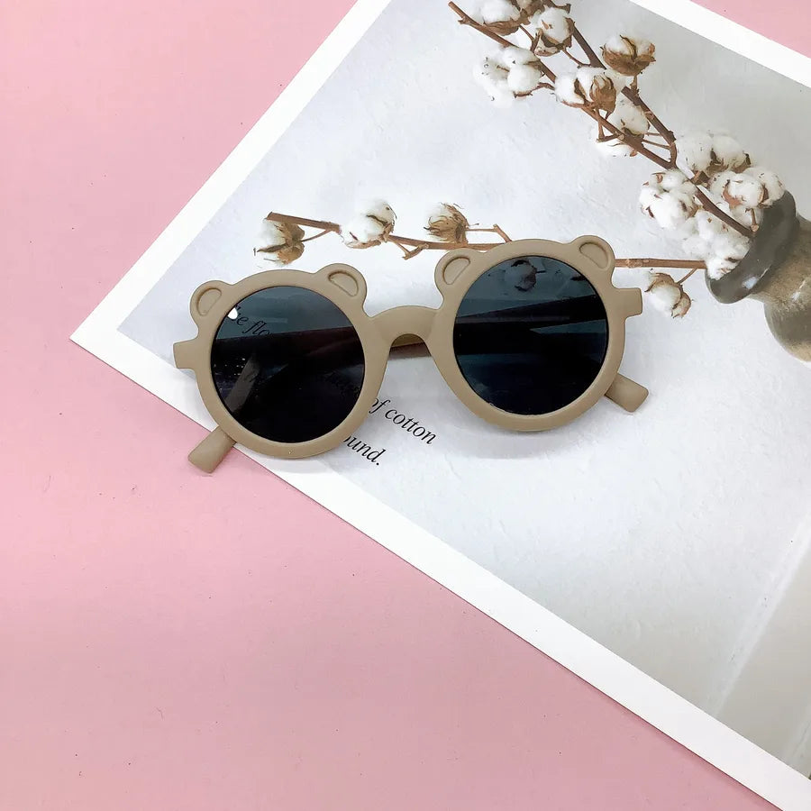 Retro Bear Matte UV400 Kids Sunglasses Unisex Children's Fashionable Sun Protection Glasses Non-Polarized Party Outing Fishing