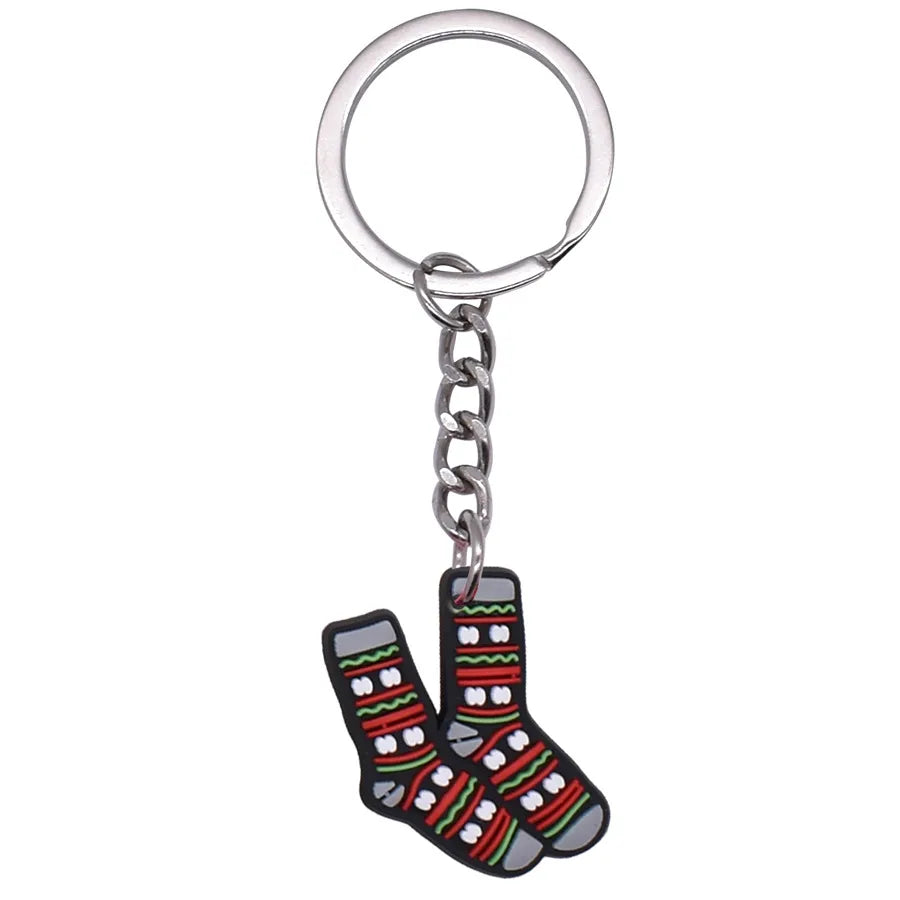 Cartoon Style Cartoon Character Christmas Hat Christmas Socks PVC Metal Christmas Women's Bag Pendant Keychain