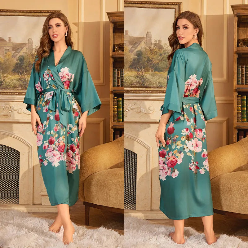 new satin chiffon ice silk light bathrobe multicolors