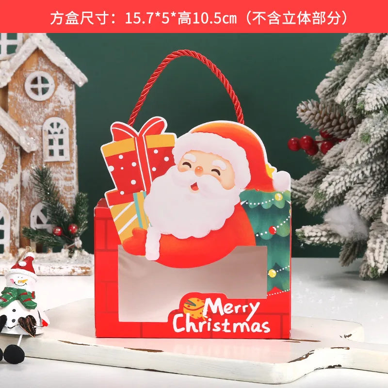 Portable Christmas Santa Claus Cartoon Candy Packaging Box Biscuit Box Snowflake Snack Box For Children Holiday Gift Box