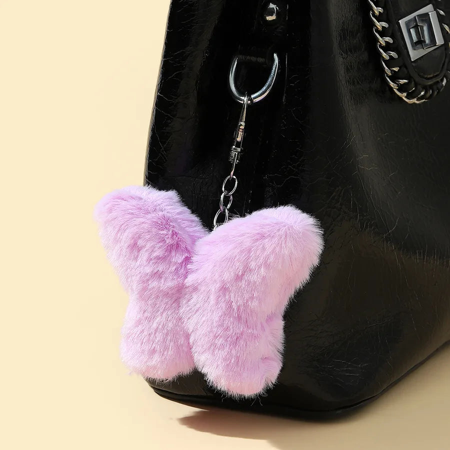 cute butterfly imitation fur unisex bag pendant keychain
