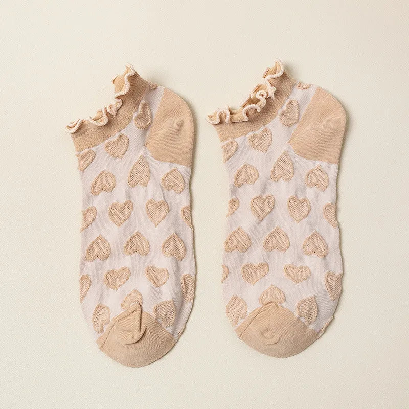 women's fashion heart shape cotton jacquard ankle socks a pair