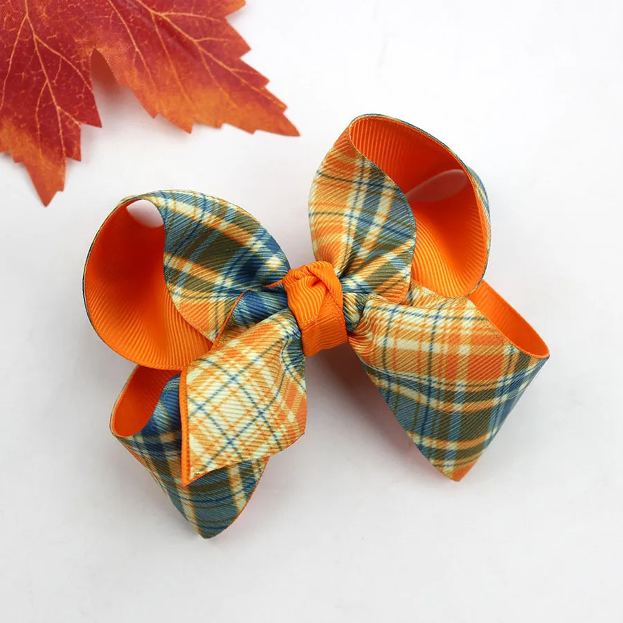 Halloween Thanksgiving Double Layer Bow Knot Pumpkin Ghost Themed Children's Hair Accessories Customizable Fall Season